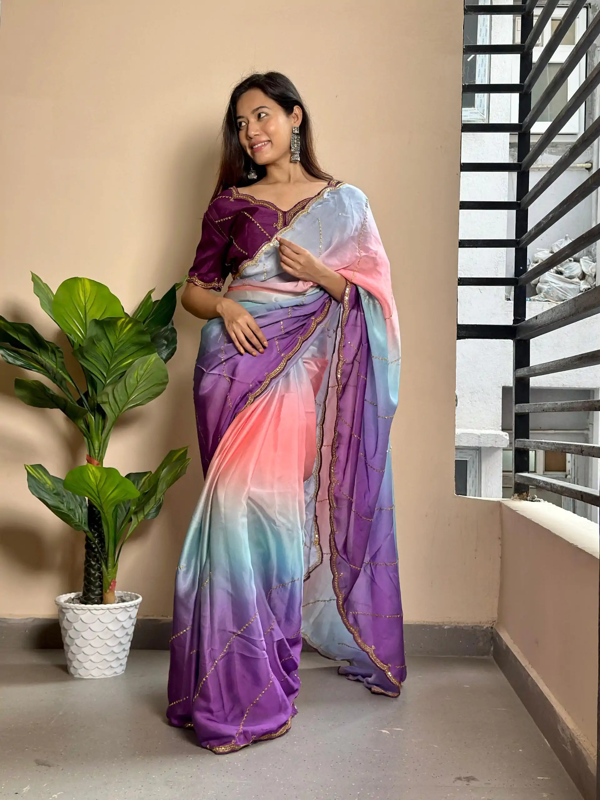 AC Satin Wine Color Soft Georgette Satin With Digital Print Embroidery Work Saree , Wedding, Festive, Events . Expected Delivery  4-6 Working Days @2299/- | Sarees, Bollywood Sarees, Creative Sarees, Designer Sarees, Embroidered Sarees, Ethnic Saree, Modern Digital sarees, Party Wear Sarees