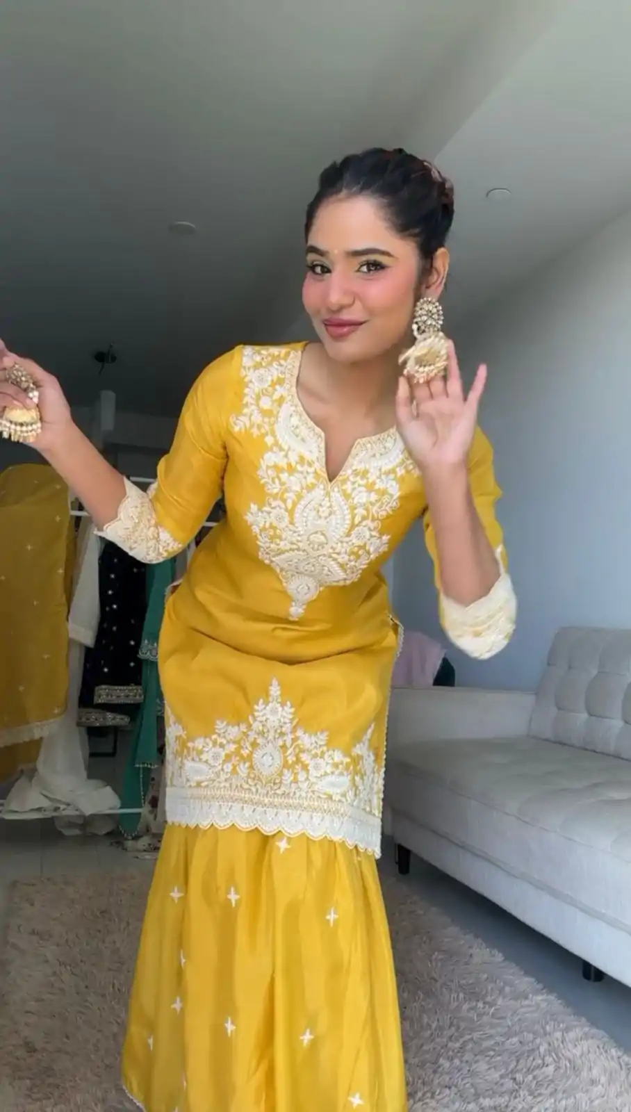 RTC 5827 Yellow  Color Chinnon Silk thread With Sequence Sharara Suit Wedding, Party, Festive, Events Etc.  Expected Delivery 4-6 Working Days @2399/- | Jump Suits, Salwar suit, Casual Suits, Creative suits, Designer Suits, Palazzo Suits, Party Wear Suits, Patiala Suits, Straight Suits