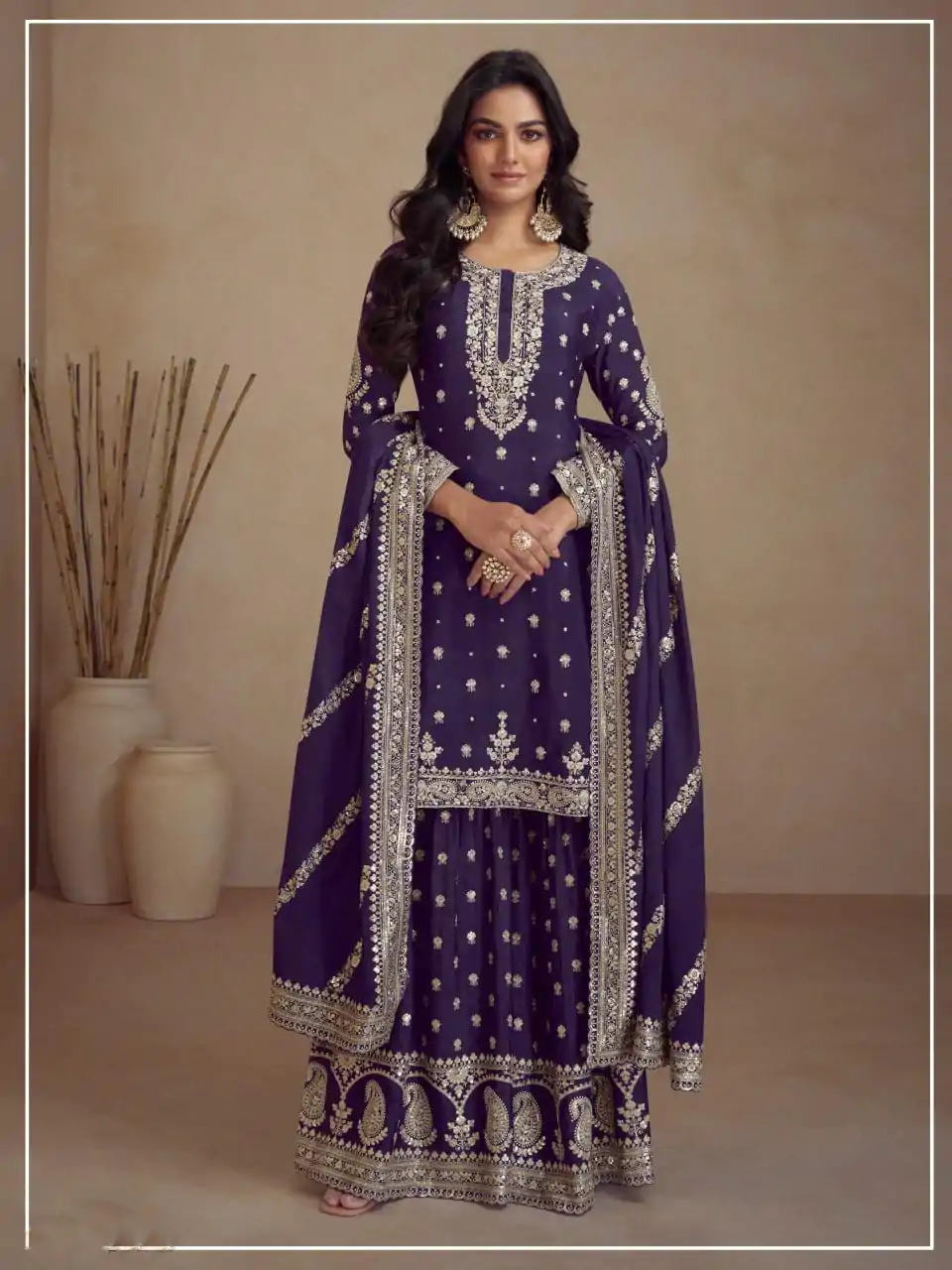 FC 5231 Purple Color Heavy Semi Chinon Silk Codding Embroidery Salwar Suit Casual, Wedding, Party, Festive, Events Etc.4-6 Working Days@ 2899/-only | Jump Suits, Salwar suit, Casual Suits, Creative suits, Designer Suits, Palazzo Suits, Party Wear Suits, Patiala Suits, Straight Suits