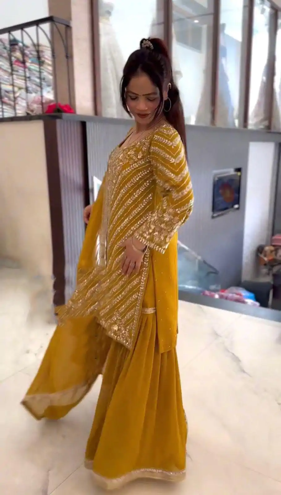 ZSR 3106 Yellow Color Faux Georgette With Embroidery Sequence Work Salwar Suit Casual, Wedding, Party, Festive, Events Etc.4-6 Working Days@ 2049/-only | Jump Suits, Salwar suit, Casual Suits, Creative suits, Designer Suits, Palazzo Suits, Party Wear Suits, Patiala Suits, Straight Suits