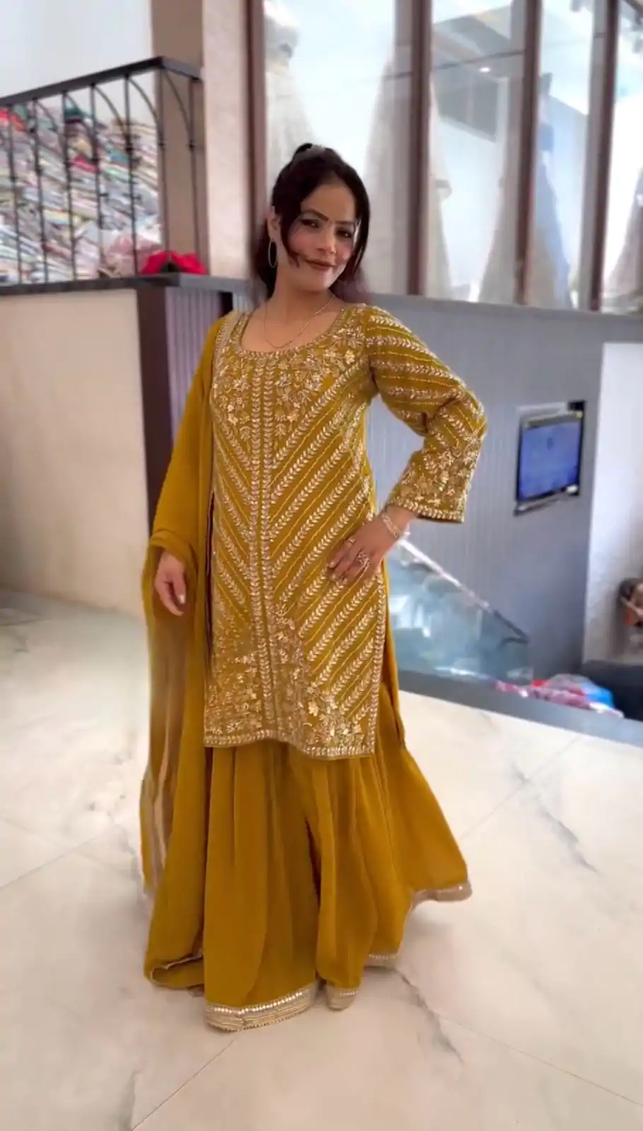 ZSR 3106 Yellow Color Faux Georgette With Embroidery Sequence Work Salwar Suit Casual, Wedding, Party, Festive, Events Etc.4-6 Working Days@ 2049/-only | Jump Suits, Salwar suit, Casual Suits, Creative suits, Designer Suits, Palazzo Suits, Party Wear Suits, Patiala Suits, Straight Suits