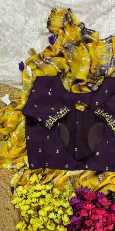 Classic Yellow Color Viscose Georgette Shibori Hand Dyeing Jari Work Saree