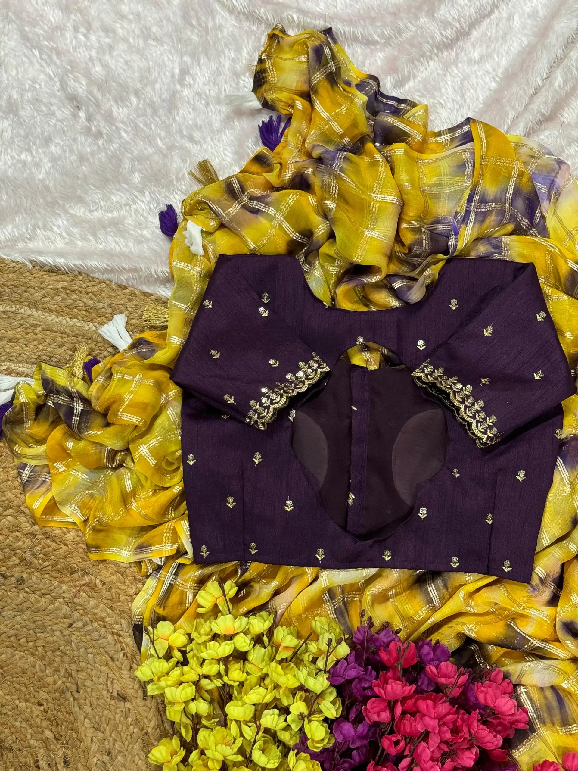 AC Chex Yellow Color Viscose Georgette Shibori Hand Dyeing Jari Work Saree , Wedding, Festive, Events . Expected Delivery  4-6 Working Days @1849/- only                                                                  | Sarees, Bollywood Sarees, Creative Sarees, Designer Sarees, Embroidered Sarees, Ethnic Saree, Modern Digital sarees, Party Wear Sarees