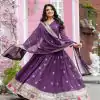 Purple Faux Georgette With Embroidery Sequence Work Anarkali Gown