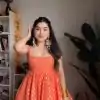 Orange Jacquard silk weaving with Lace border Anarkal Suit
