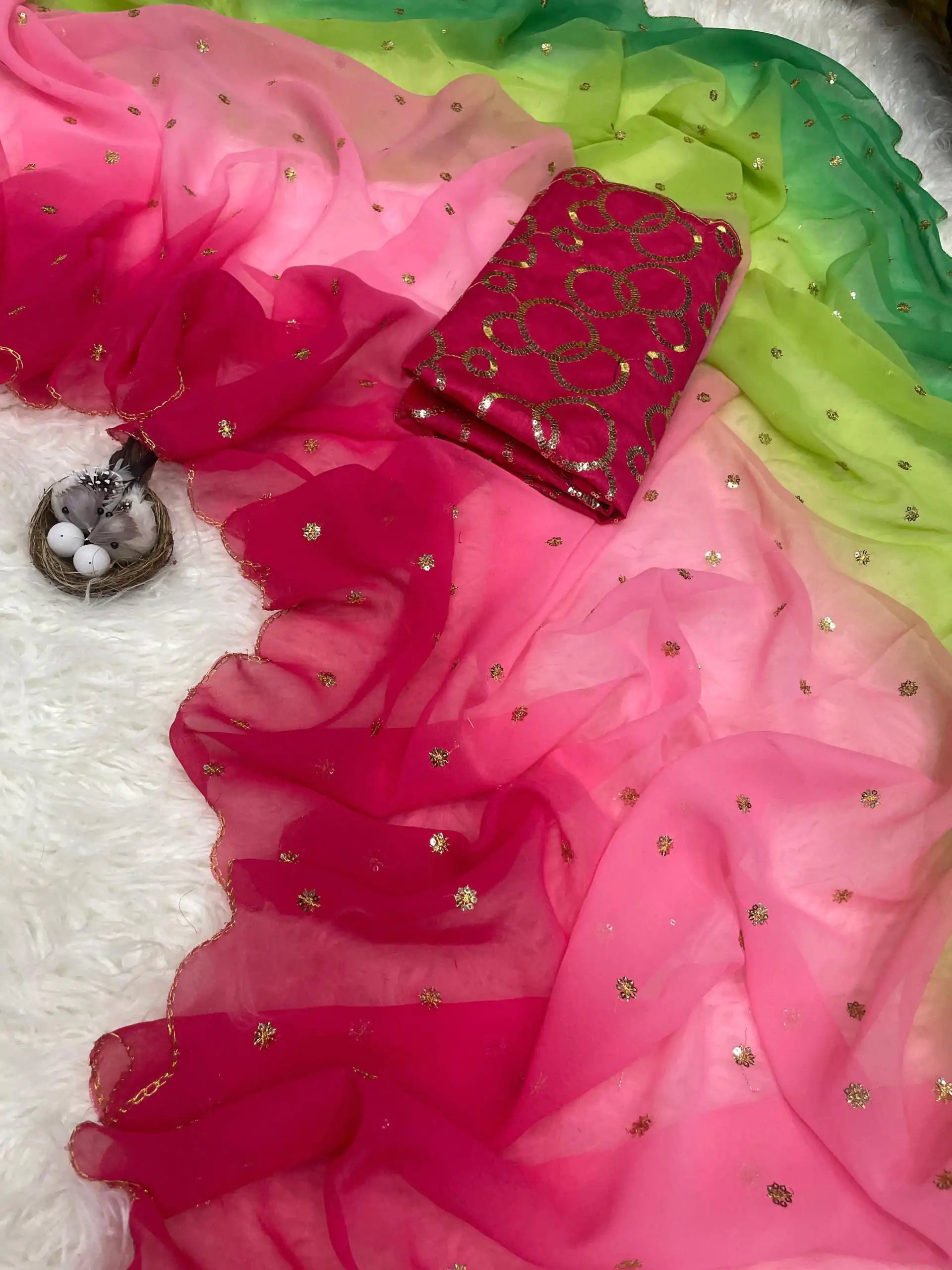 MS 470 Red color Georgette With Sequence Worked Butti Saree Casual, Wedding, Festive, Events . Expected Delivery  4-6 Working Days @1699/- only                                                                                                                                                                                  | Sarees, Bollywood Sarees, Creative Sarees, Designer Sarees, Embroidered Sarees, Ethnic Saree, Modern Digital sarees, Party Wear Sarees