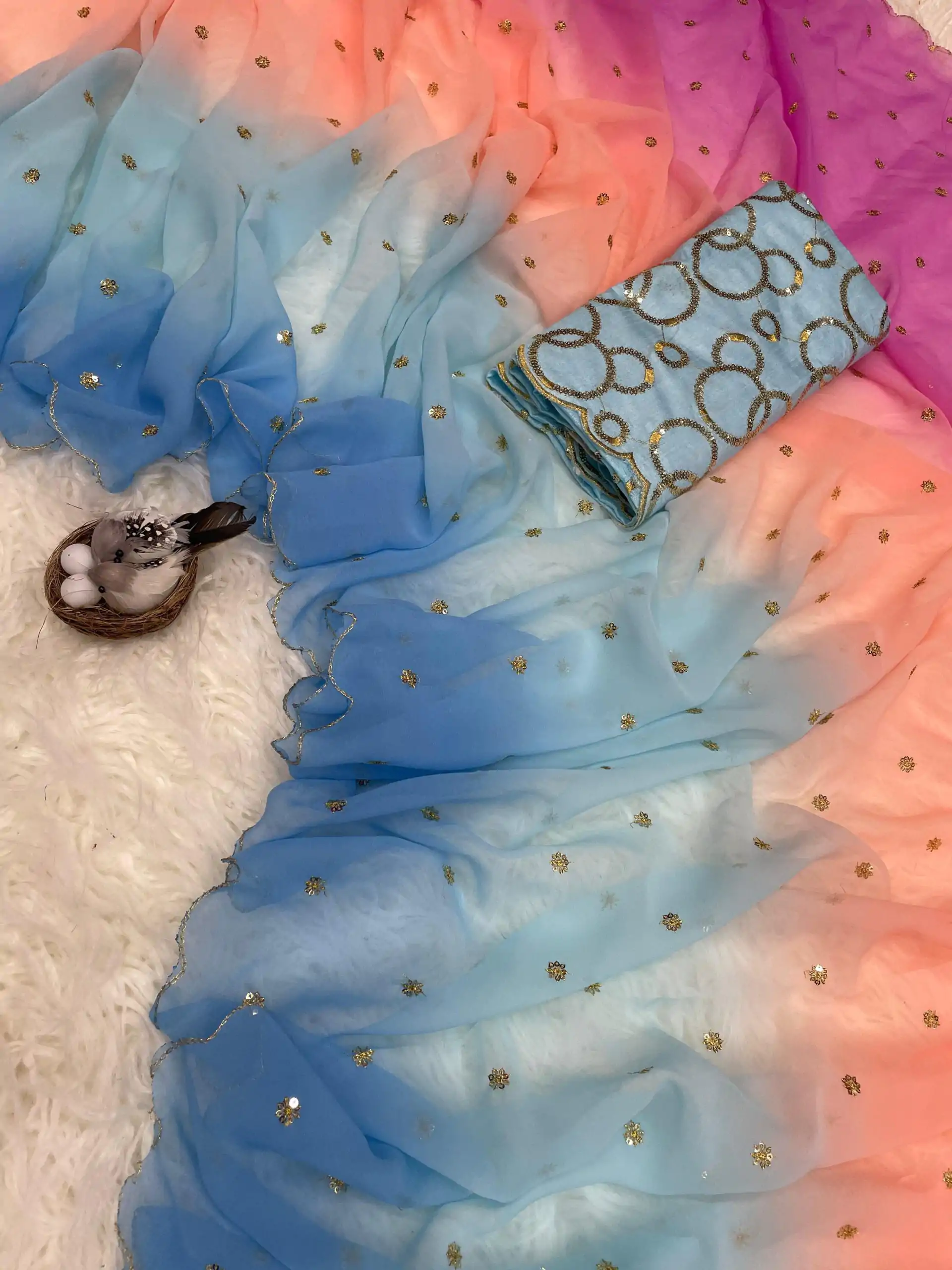 MS 470 Sky Blue color Georgette With Sequence Worked Butti Saree Casual, Wedding, Festive, Events . Expected Delivery  4-6 Working Days @1699/- only                                                                                                                                                                                  | Sarees, Bollywood Sarees, Creative Sarees, Designer Sarees, Embroidered Sarees, Ethnic Saree, Modern Digital sarees, Party Wear Sarees