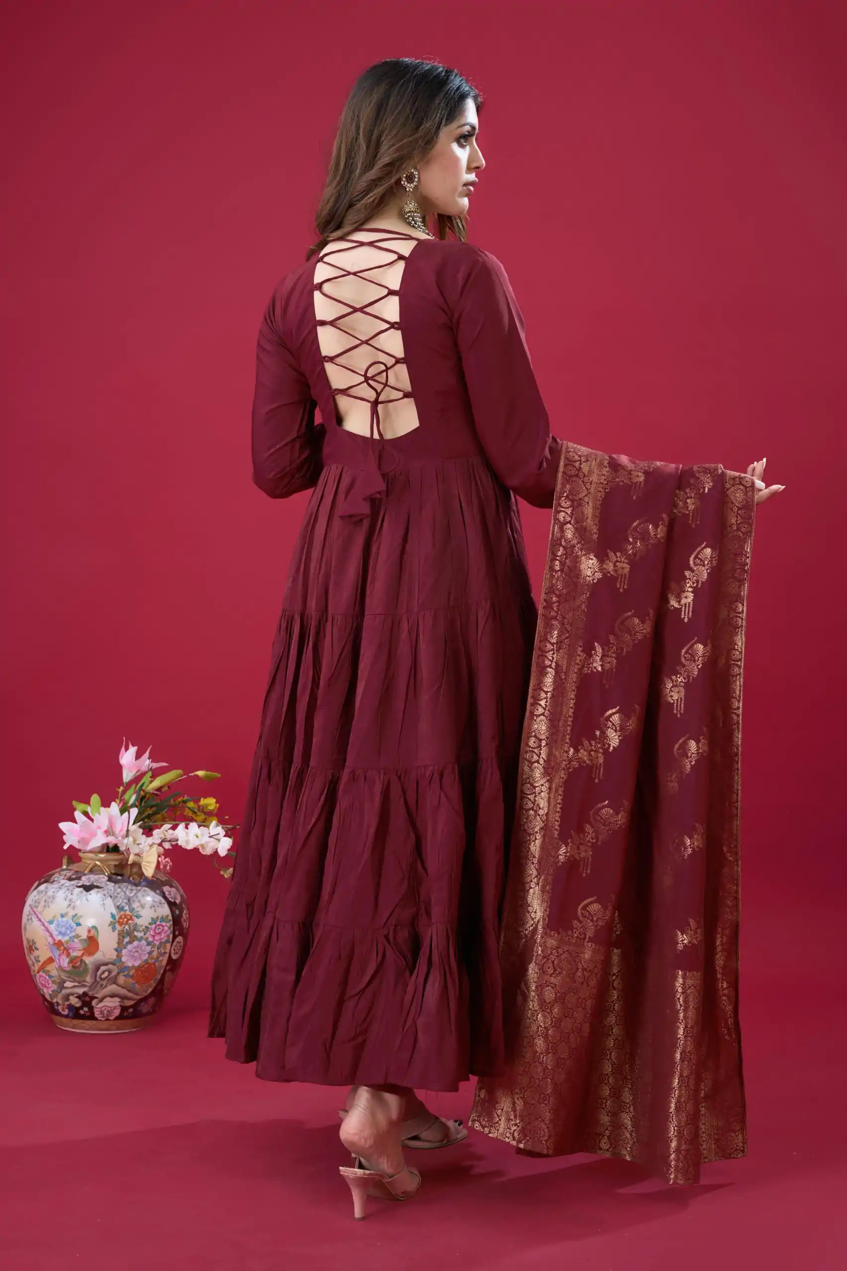 ZSR 3107 Maroon Color Roman Silk With Embroidery Sequence Work Anarkali Gown Wedding Party, Festive, Events Etc.4-6 Working Days@1999/- only | Gowns, Bollywood Gowns, Creative Gowns, Designer Gowns, Embroidered Gowns, Party Wear Gowns, Straight Suits