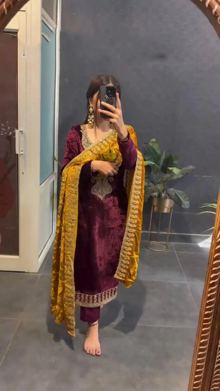 ZSR 3095 Marron Color Velvet With Heavy Embroidery Sequence Salwar Suit Casual, Wedding, Party, Festive, Events Etc.4-6 Working Days@ 1999/-only  | Jump Suits, Salwar suit, Casual Suits, Creative suits, Designer Suits, Palazzo Suits, Party Wear Suits, Patiala Suits, Straight Suits