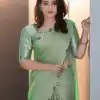 Perfects Light Green Color Rangoli Silk Handwork And Cutwork With Pearl Saree