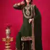 Amazing Bottle Green Color Faux Georgette With Embroidery Sequence Thread Work Salwar Suit