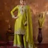 Amazing Green Color Chinon Silk Embroidery 3mm Sequence Coding Dori Work Salwar Suit