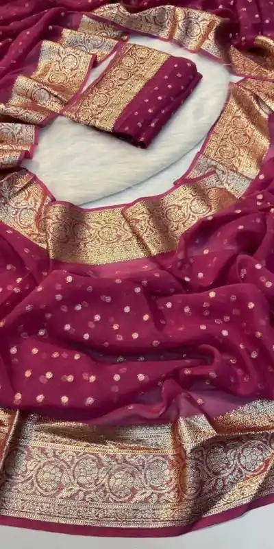 Maroon Viscose Georgette With Running Blouse Saree