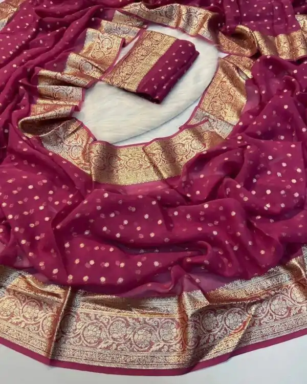 Maroon Viscose Georgette With Running Blouse Saree