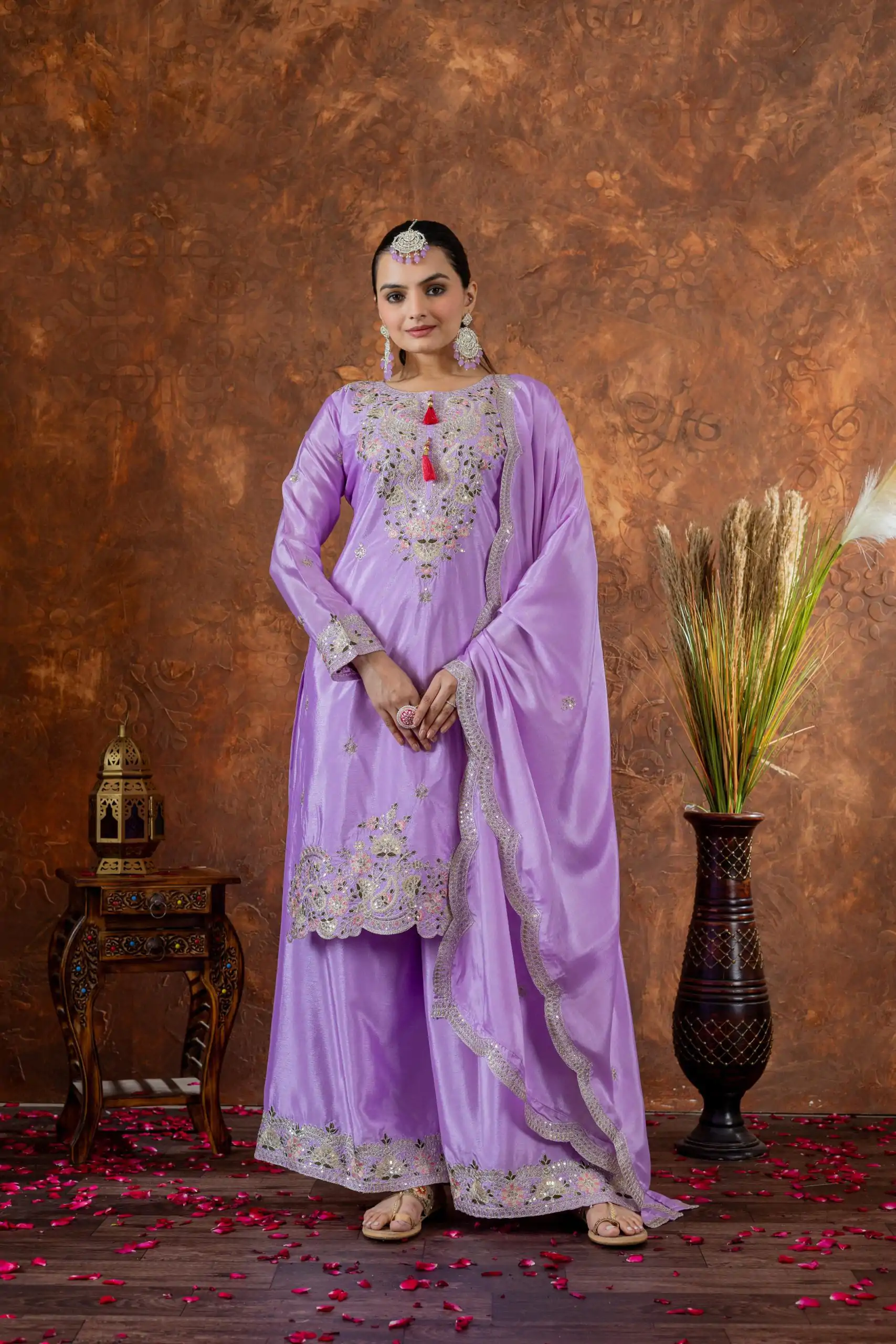 AD 191 Purple Color Chinon Silk Embroidery 3mm Sequence Coding Dori Work Salwar Suit , Wedding, Party, Festive, Events Etc.4-6 Working Days@ 2049/-only | Jump Suits, Salwar suit, Casual Suits, Creative suits, Designer Suits, Palazzo Suits, Party Wear Suits, Patiala Suits, Straight Suits