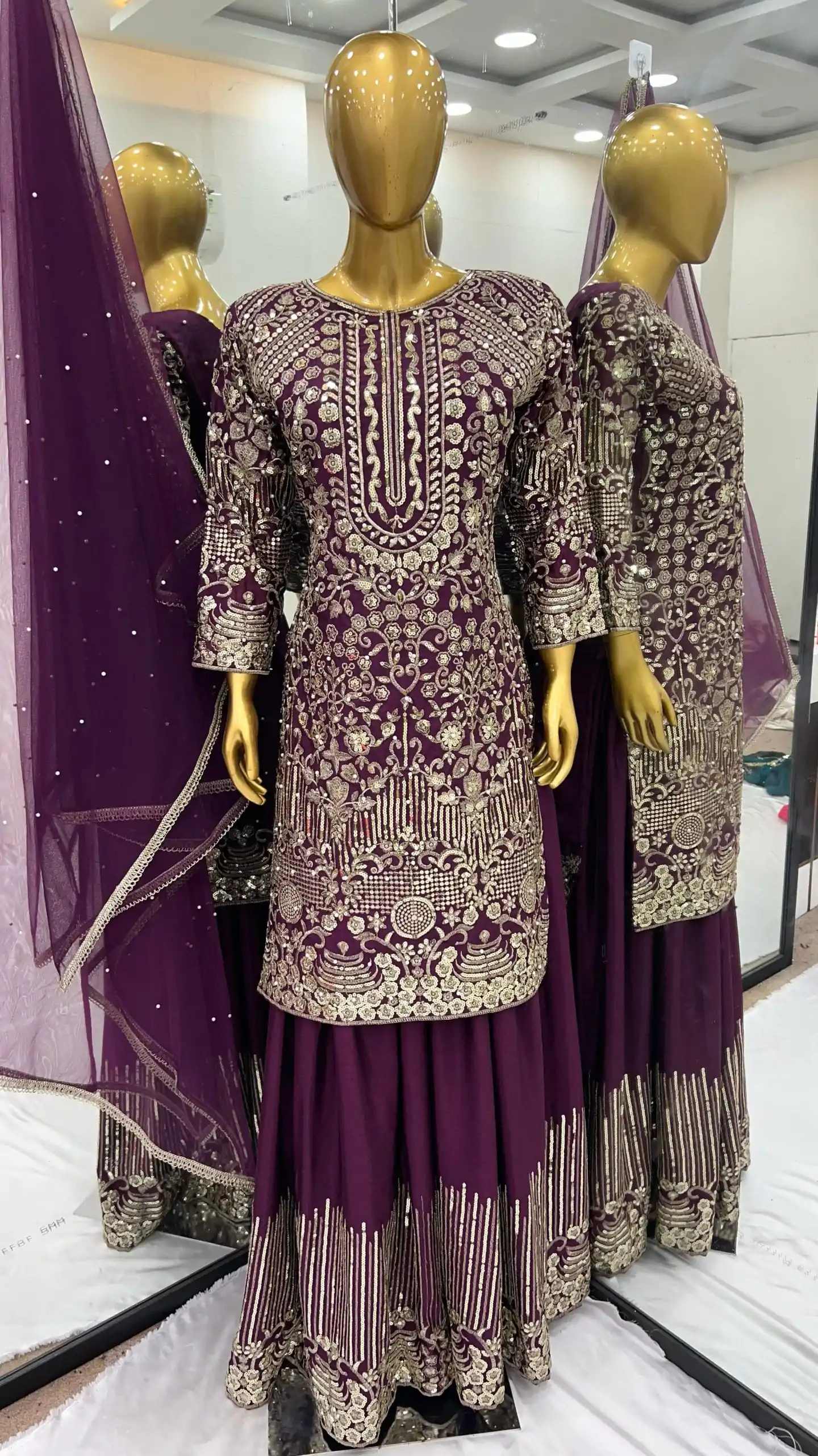 ZSR 3103 Wine Chinnon Silk 5mm Embroidery Sequence With Moti Work Salwar Suit Casual, Wedding, Party, Festive, Events Etc.4-6 Working Days@ 2099/-only | Jump Suits, Salwar suit, Casual Suits, Creative suits, Designer Suits, Palazzo Suits, Party Wear Suits, Patiala Suits, Straight Suits