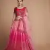 Red Chinon Embroidery and Sequins Lehenga Choli