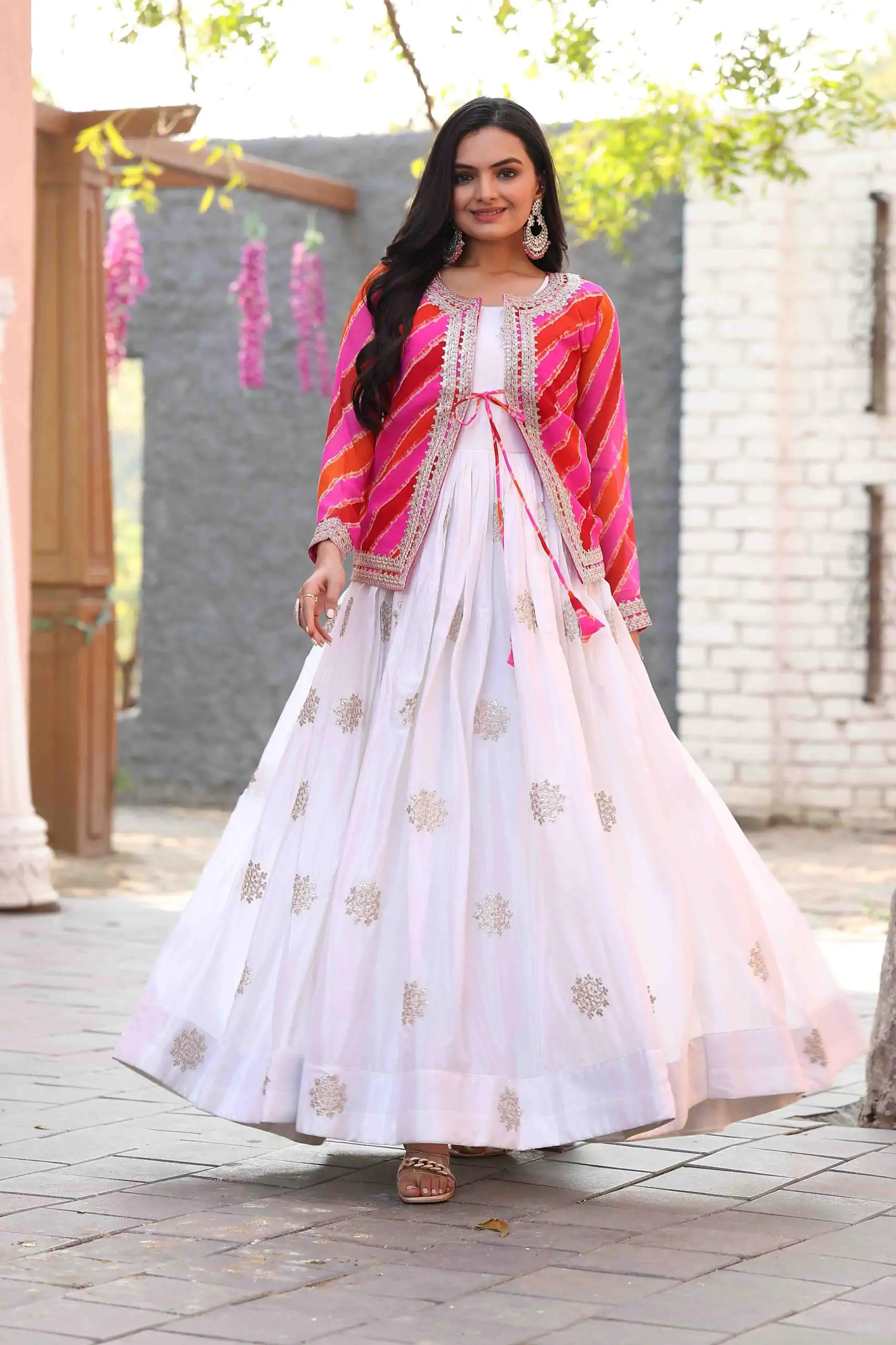 Ram 090 White Color Chinon Cording 3mm Sequence Embroidery Work Anarkali Gown Wedding Party, Festive, Events Etc.4-6 Working Days@1949/- only | Gowns, Bollywood Gowns, Creative Gowns, Designer Gowns, Embroidered Gowns, Party Wear Gowns, Straight Suits