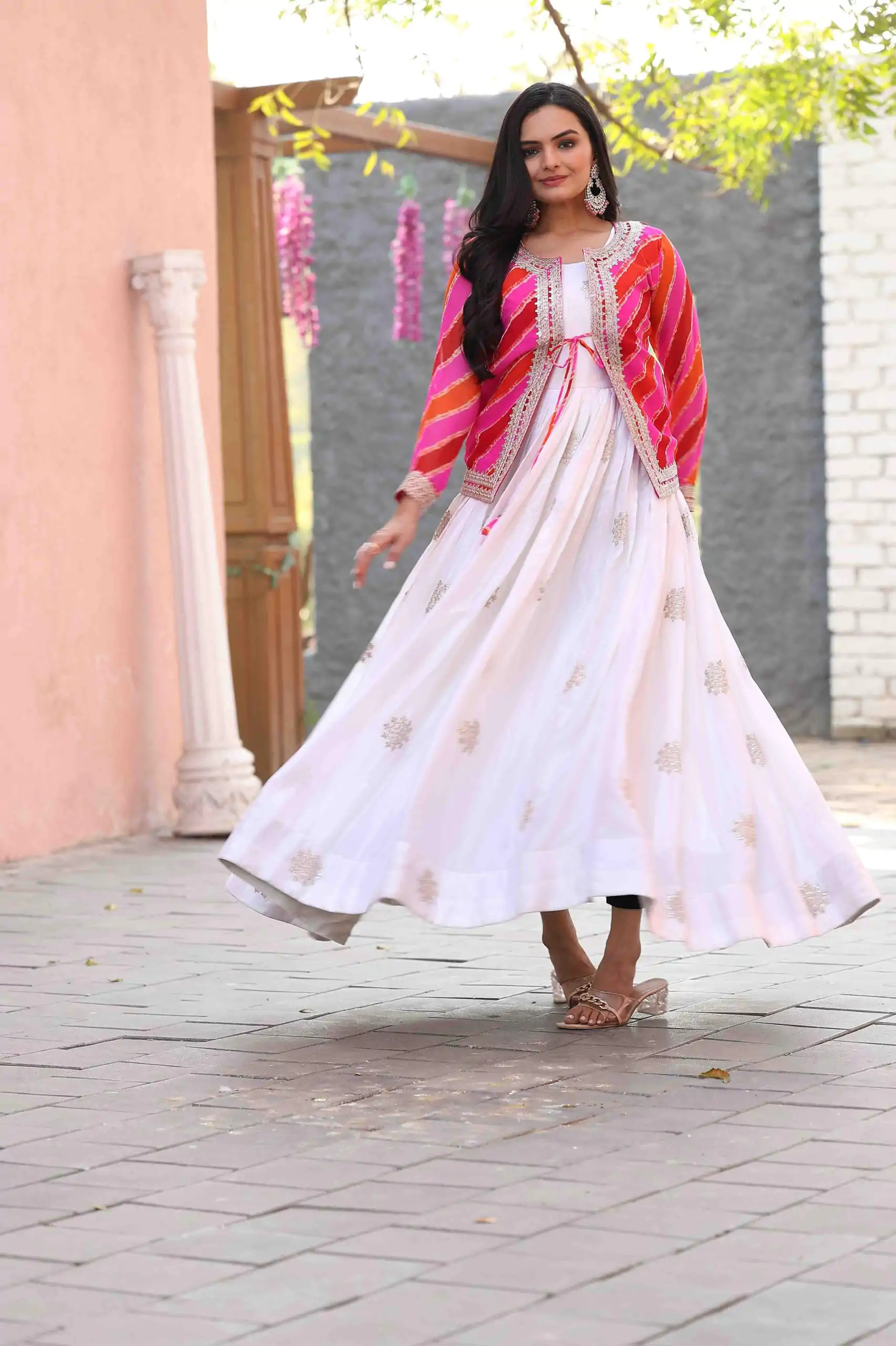 Ram 090 White Color Chinon Cording 3mm Sequence Embroidery Work Anarkali Gown Wedding Party, Festive, Events Etc.4-6 Working Days@1949/- only | Gowns, Bollywood Gowns, Creative Gowns, Designer Gowns, Embroidered Gowns, Party Wear Gowns, Straight Suits