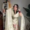 White Chinnon Silk Embroidery Work Salwar Suit