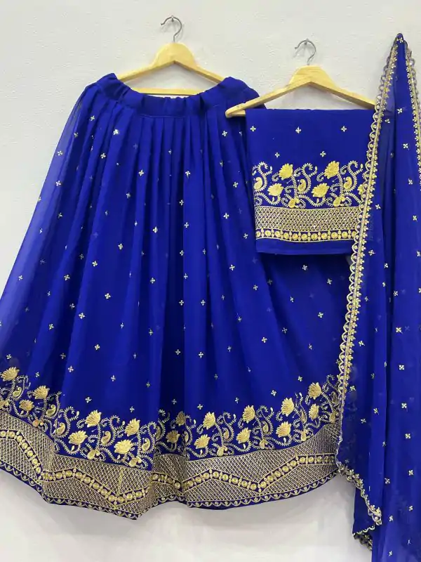 Royal Blue Georgette Embroidery And Sequins Work Lehenga Choli - Image 2