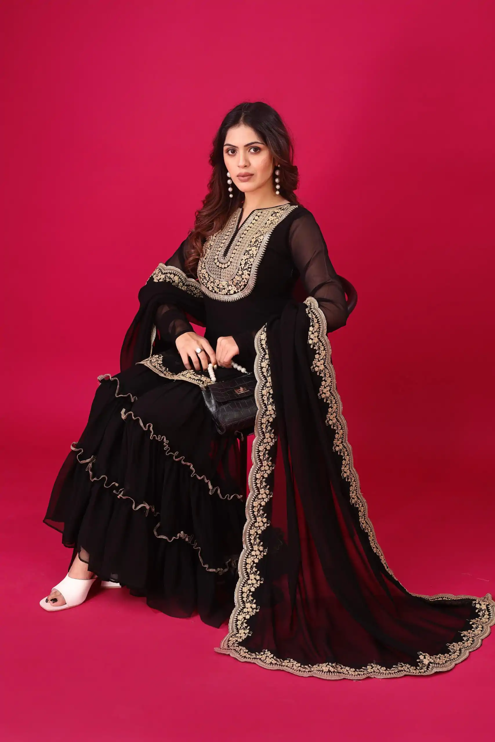 SRK 5236 Black Color Faux Georgette With Embroidery Sequence Work Salwar Suit , Wedding, Party, Festive, Events Etc.4-6 Working Days@ 2099/-only | Jump Suits, Salwar suit, Casual Suits, Creative suits, Designer Suits, Palazzo Suits, Party Wear Suits, Patiala Suits, Straight Suits