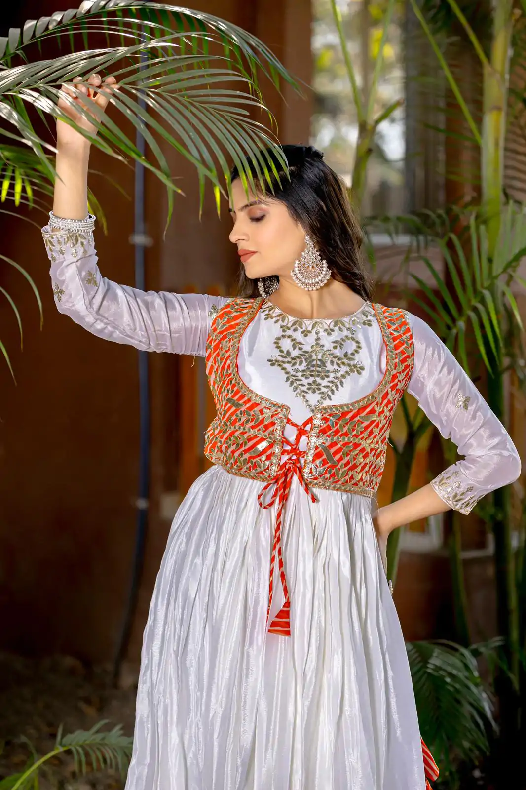 Ram 084 White Color Chinon Laheriya Print Gotta Patti Cording Work Anarkali Gown Wedding Party, Festive, Events Etc.4-6 Working Days@1949/- only | Gowns, Bollywood Gowns, Creative Gowns, Designer Gowns, Embroidered Gowns, Party Wear Gowns, Straight Suits