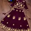 Wine Georgette Embroidery Work Anarkali Gown