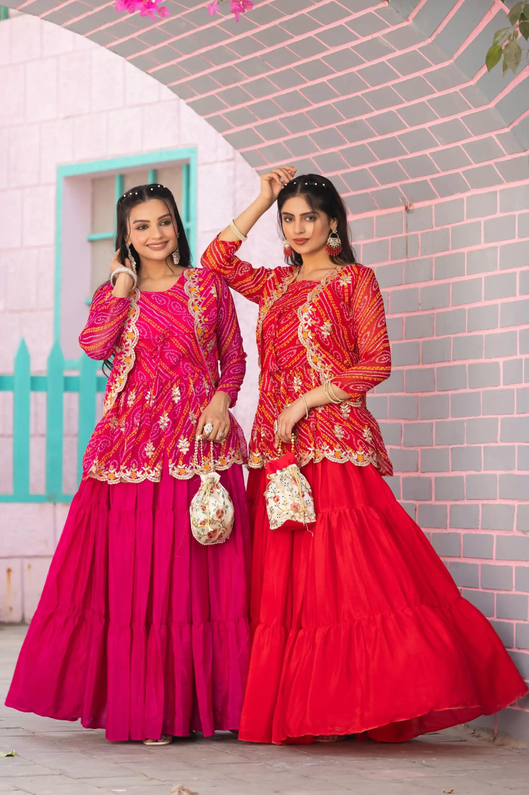 Ram 091 Red Color Bandhej Embroidery Thared Work Lehenga Crop Top & Jacket Wedding, Party, Festive, Events Etc. Delivery 4-6 Working Days Rs 2149 | Lehenga, Bollywood Lehenga, Creative Lehenga, Designer Lehenga, Embroidered Lehenga, Party Wear Lehenga