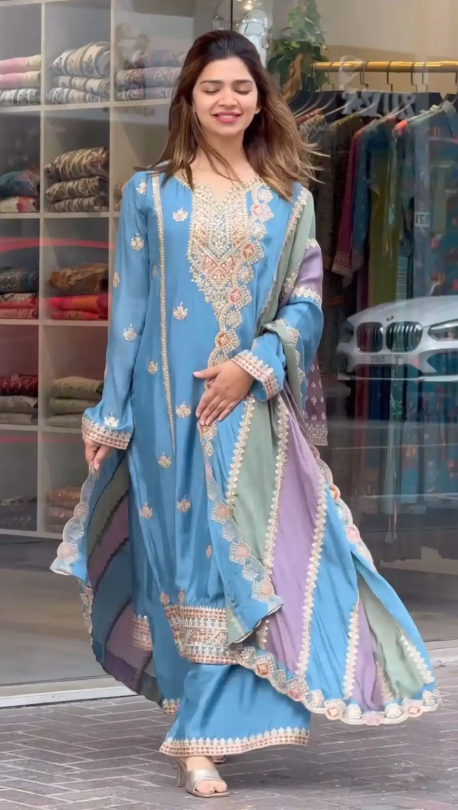 AD 145 Sky Blue Color Faux Georgette With Embroidery Sequence Work Salwar Suit Casual, Wedding, Party, Festive, Events Etc.4-6 Working Days@ 2099/-only | Jump Suits, Salwar suit, Casual Suits, Creative suits, Designer Suits, Palazzo Suits, Party Wear Suits, Patiala Suits, Straight Suits