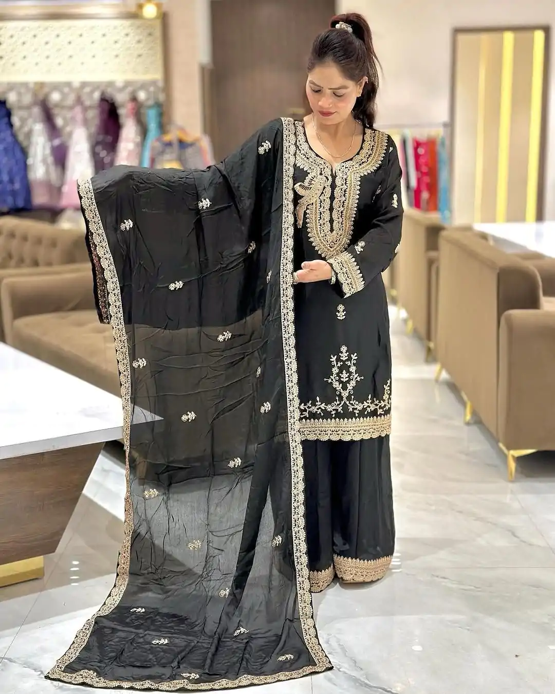NSR 840 Black Color Faux Georgette With Embroidery Sequence Work Salwar Suit Casual, Wedding, Party, Festive, Events Etc.4-6 Working Days@ 1999/-only | Jump Suits, Salwar suit, Casual Suits, Creative suits, Designer Suits, Palazzo Suits, Party Wear Suits, Patiala Suits, Straight Suits
