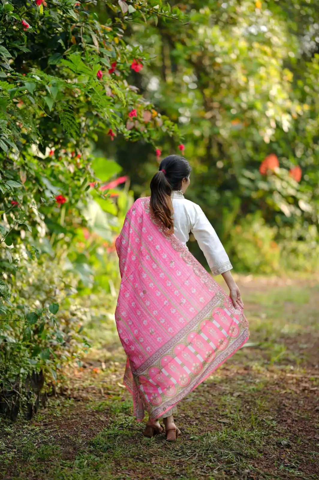 MF 726 Half White Color Roman Silk With Pink Dupatta Coding Work Salwar Suit Casual, Wedding, Party, Festive, Events Etc.4-6 Working Days@ 1699/-only | Jump Suits, Salwar suit, Casual Suits, Creative suits, Designer Suits, Palazzo Suits, Party Wear Suits, Patiala Suits, Straight Suits