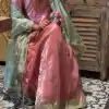 Stylist Peach Color Jimmy Choo Sequence Embroidery Rivet Moti Work Salwar Suit