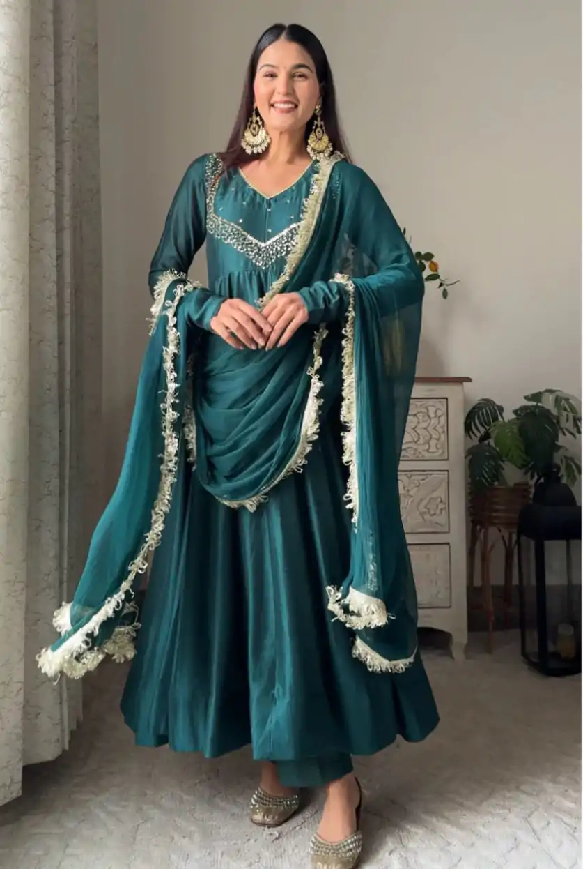 VLM 238 Blue Color Star Georgette With Embroidery Work Anarkali Gown Casual, Wedding, Party, Festive, Events Etc.4-6 Working Days@ 1999/-only | Gowns, Bollywood Gowns, Creative Gowns, Designer Gowns, Embroidered Gowns, Party Wear Gowns