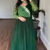 Green Bandhej Fox Georgette Sequence Embroidery Work Anarkali Gown