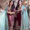 Superb Maroon Color Chinon Sequence Embroidery Work Salwar Suit