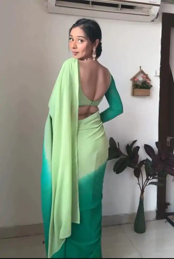 Pista And Green Georgette Silk Multi Combination All Over The Saree - Image 4