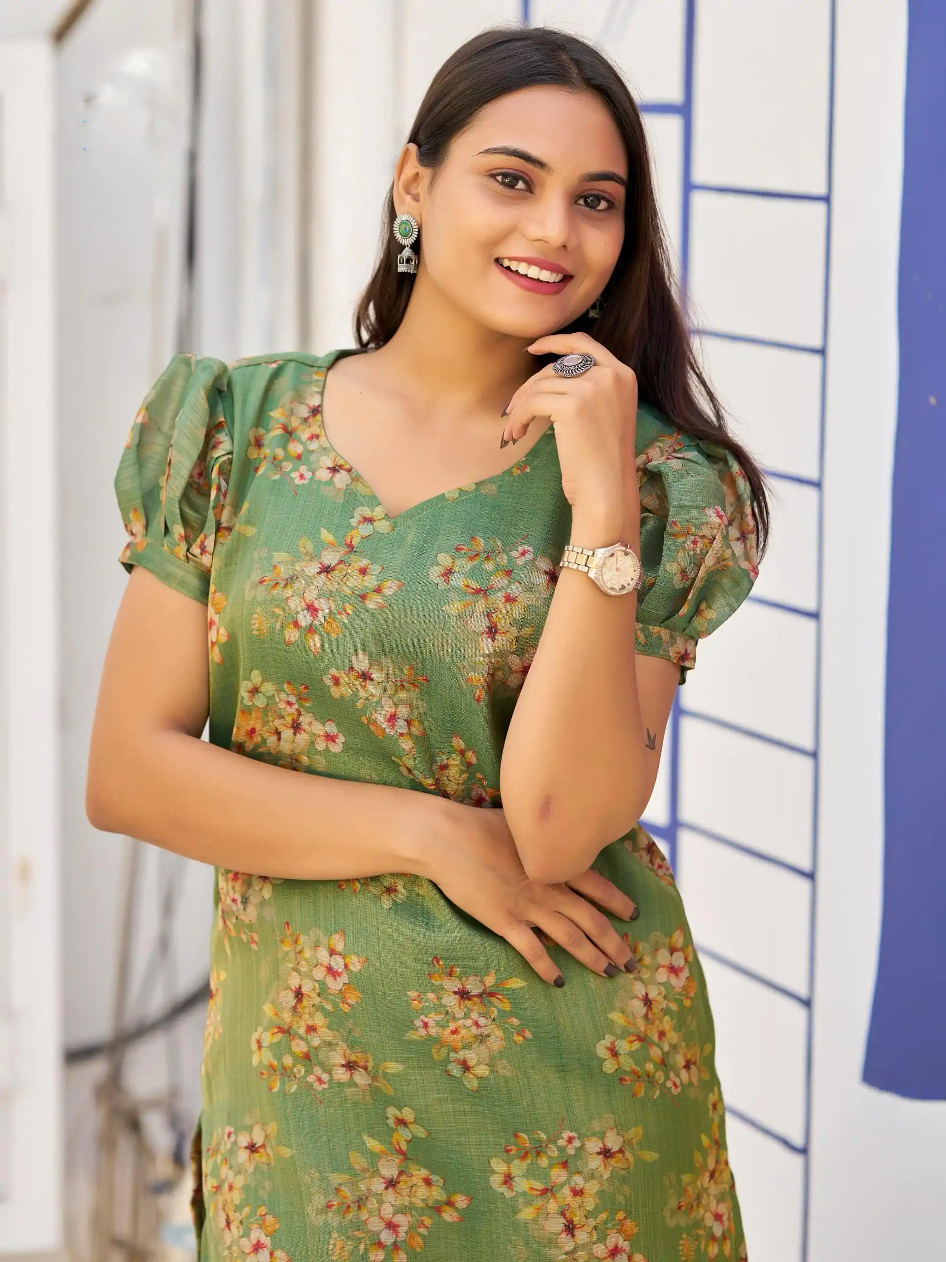 INLI Rashmika Pista Color Simmer Silk Office Wear Printed Kurti Casual, Wedding, Party, Festive, Events Etc. Expected Delivery 4-6 Working Days @1399/- | Kurti, Bollywood Kurti, Creative Kurtis, Designer Kurti, Party Wear Kurti, Selfie Kurti