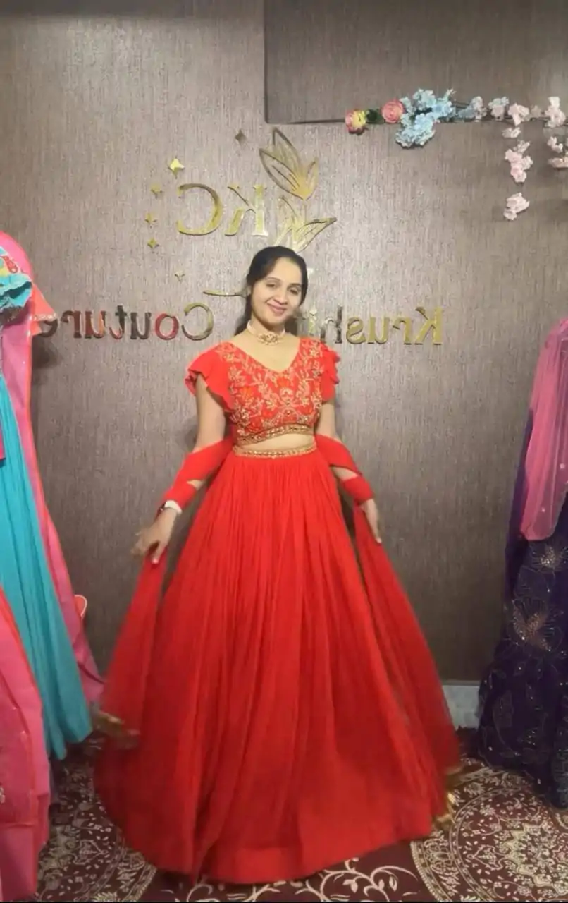 PC 333 Red Color Fox Georgette Embroidery Thread Work With Hand Pasting Mirror Lehenga Choli Wedding, Party, Festive, Events Delivery 4-6 Working Days @2129 | Lehenga, Bollywood Lehenga, Creative Lehenga, Designer Lehenga, Embroidered Lehenga, Party Wear Lehenga