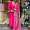 Magical Pink Color Chinon Silk Wide Digital Print Coding Work Lace Salwar Suit