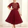 Aglow Maroon Color Georgette Butti Embroidery Thread Work Gown
