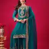 Amazing Blue Color Faux Georgette Embroidery Sequence Work Salwar Suit