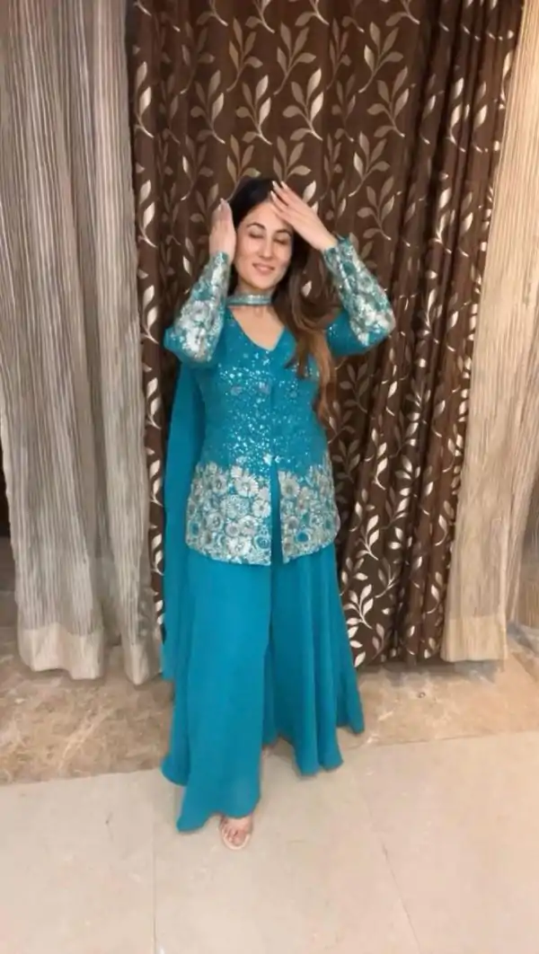 Blue Georgette Sequence Embroidery Work Salwar Suit - Image 2
