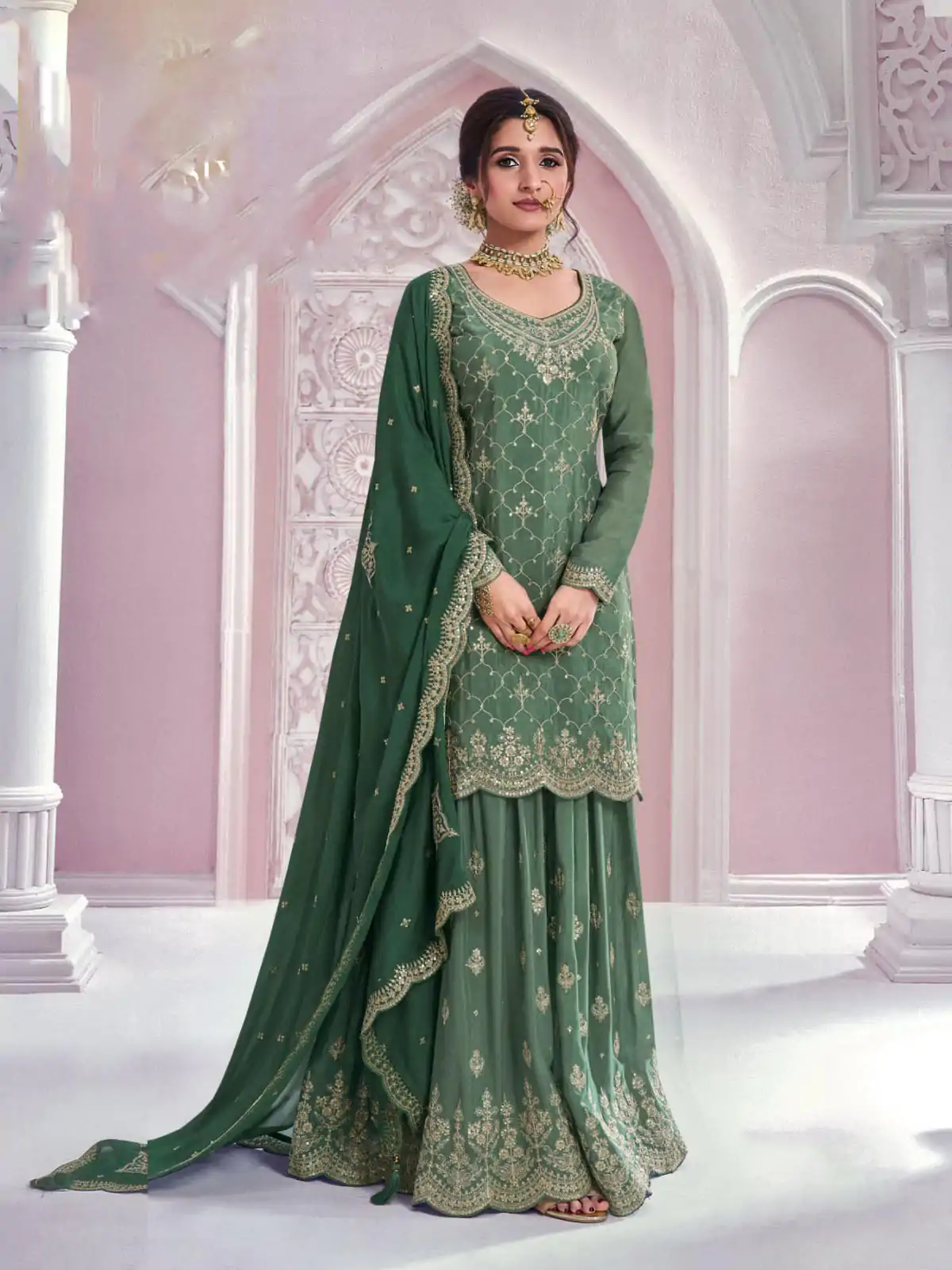 FC 69541 Green Color Chinon Multi Coding Work Salwar Suit Casual, Wedding, Party, Festive, Events Etc.4-6 Working Days@ 2749/-only | Jump Suits, Salwar suit, Casual Suits, Creative suits, Designer Suits, Palazzo Suits, Party Wear Suits, Patiala Suits, Straight Suits