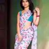 Multi Flower Georgette Silk Ready To Wear Saree