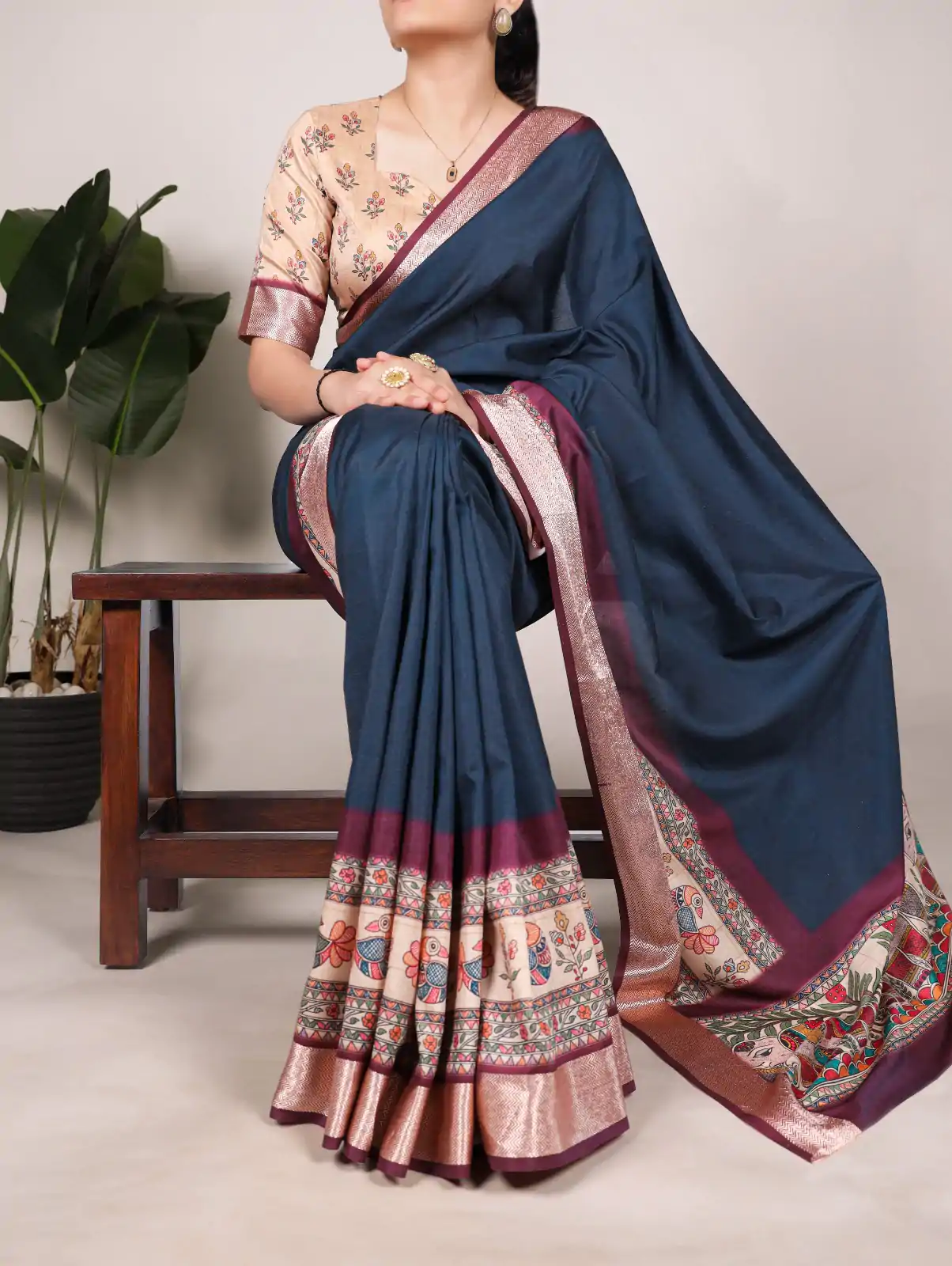 YNF 7022 Navy Blue Color Tussar Silk With Viscose Border Printed Saree Saree Casual, Wedding, Festive, Events . Expected Delivery  4-6 Working Days @1699/-                                                                                                                                            | Sarees, Bollywood Sarees, Creative Sarees, Designer Sarees, Embroidered Sarees, Ethnic Saree, Modern Digital sarees, Party Wear Sarees