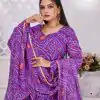Cool Pink Color Georgette Print With Lace Work Gown