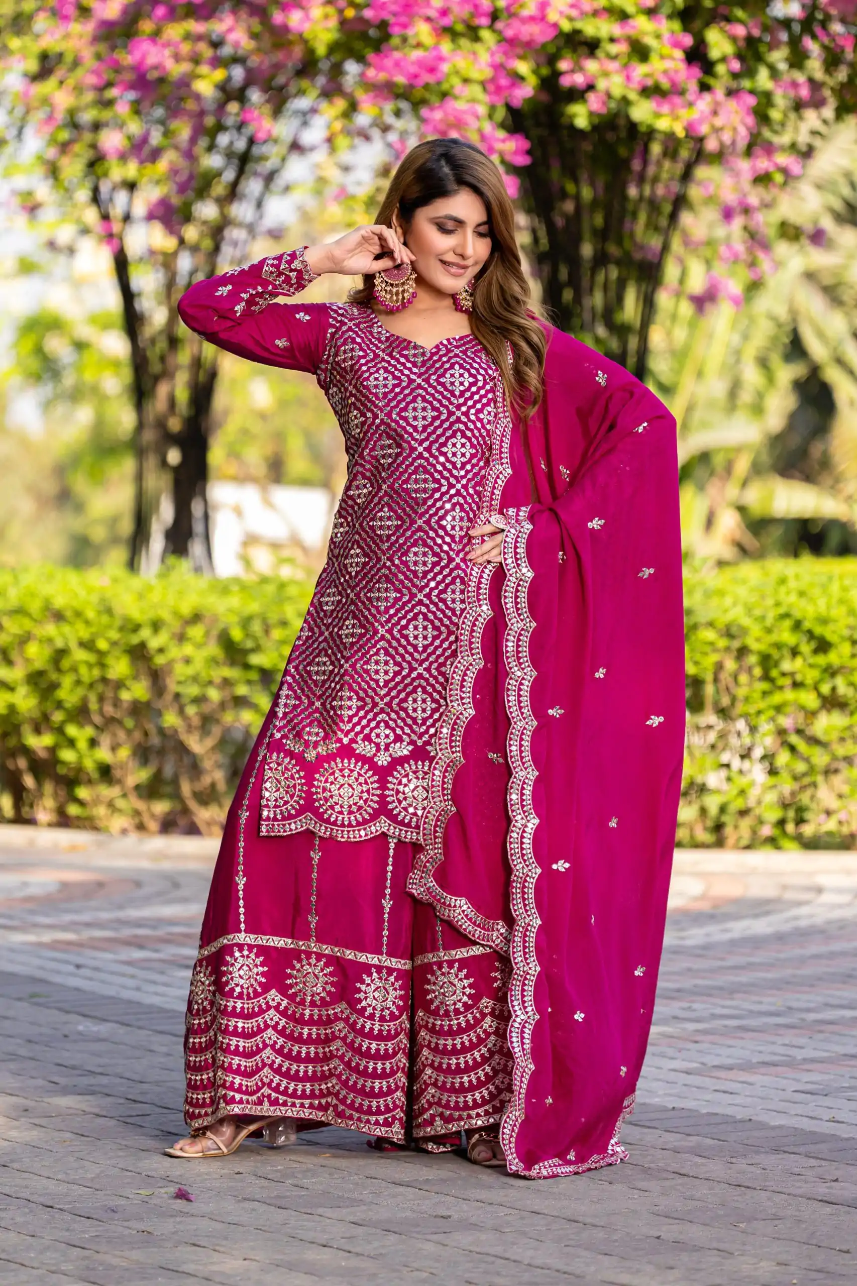 Ram 098 Rani Pink Color Chinon Thread Sequence Work Salwar Suit Casual, Wedding, Festive, Events . Expected Delivery  4-6 Working Days @2349/- only  | Jump Suits, Salwar suit, Casual Suits, Creative suits, Designer Suits, Palazzo Suits, Party Wear Suits, Patiala Suits, Straight Suits
