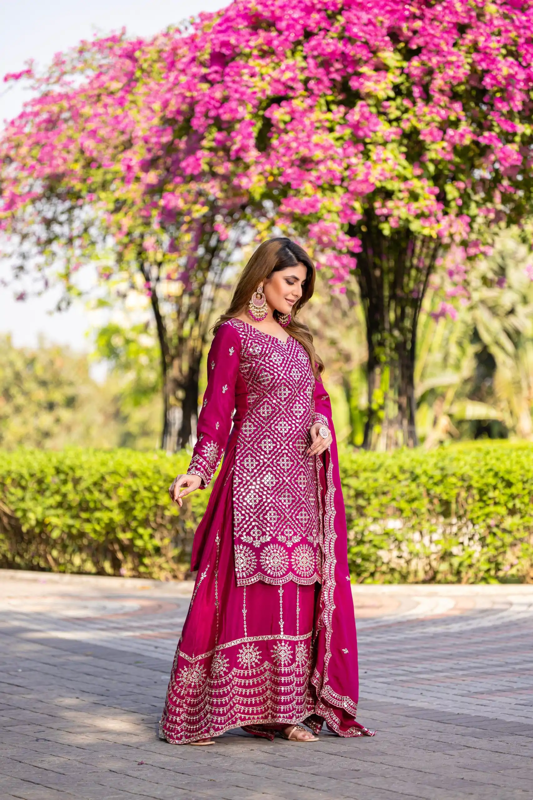 Ram 098 Rani Pink Color Chinon Thread Sequence Work Salwar Suit Casual, Wedding, Festive, Events . Expected Delivery  4-6 Working Days @2349/- only  | Jump Suits, Salwar suit, Casual Suits, Creative suits, Designer Suits, Palazzo Suits, Party Wear Suits, Patiala Suits, Straight Suits