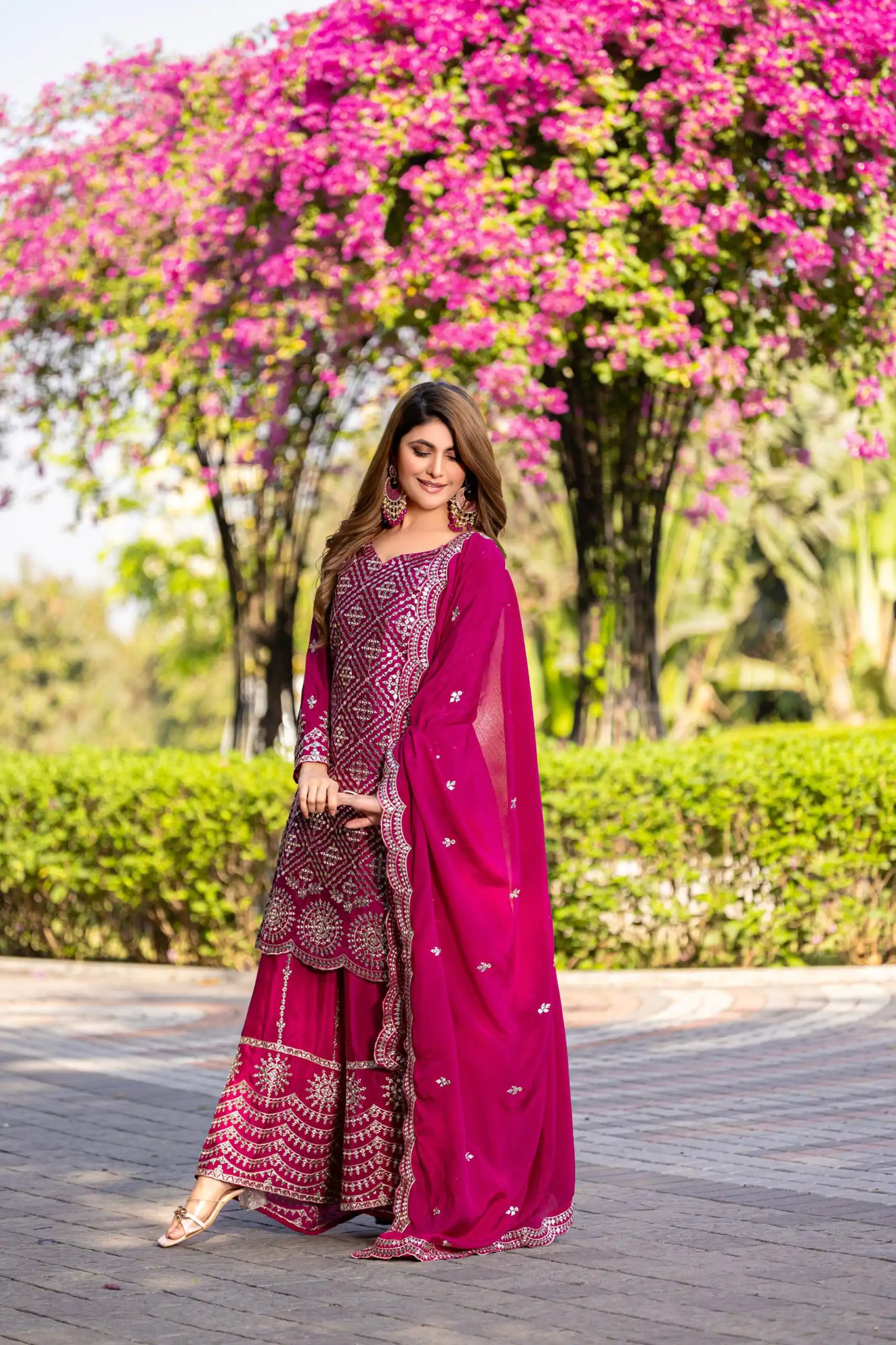 Ram 098 Rani Pink Color Chinon Thread Sequence Work Salwar Suit Casual, Wedding, Festive, Events . Expected Delivery  4-6 Working Days @2349/- only  | Jump Suits, Salwar suit, Casual Suits, Creative suits, Designer Suits, Palazzo Suits, Party Wear Suits, Patiala Suits, Straight Suits